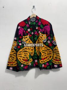 Hand Embroidered Vintage Sheep Skin Reversible Breathable Winter Jacket with Cotton Lining for <b>Women</b> - Product Image 3