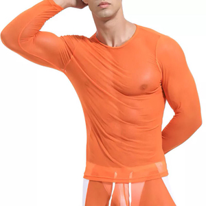Custom Men Fishnet Mesh T Shirt Lightweight 100% <b>Polyester</b> Mesh Tee Shirts Men's Night Party Club Fishnet Tee Beach Wear <b>TShirt</b> - Product Image 4