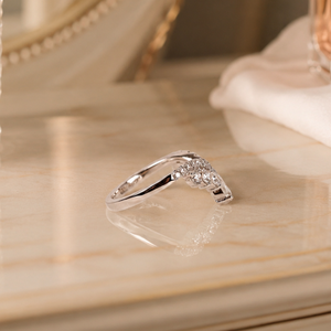 Bague Chevron en Or Blanc 14K avec Diamant de Laboratoire en Forme de Poire | Bague de mariage élégante en V incurvé, empilable, pour femme, cadeau d'anniversaire - Product Image 2