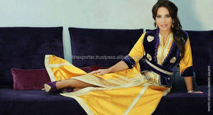 Khalijee Style Yellow Colour 2 Peice <b>Kaftan</b> With Velvet Waistcoat - Product Image 2