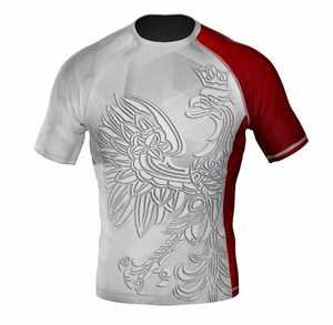 เสื้อรัดกล้ามเนื้อแขนสั้นสำหรับผู้ชาย MMA BJJ ฝึกซ้อม ระบายอากาศได้ดี น้ำหนักเบา ทนทาน ผ้าถัก 220 กรัม ผสมสแปนเด็กซ์/โพลีเอสเตอร์ด้านหน้า - Product Image 3