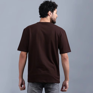 Camiseta Premium de Algodón 100% de Alto Gramaje para Hombre, Oversize, Color Marrón Liso, Estilo Urbano con Hombros Caídos, Personalizable con Logotipo, Tallas Grandes, Lisa - Product Image 5
