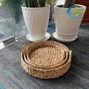 Handcrafted WATER HYACINTH <b>TRAY</b> FRUIT STORAGE BASKET with Strong Handles for Home Storage Vietnam Crafts - Product Image 6