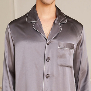 Conjunto de Pijama de Seda de Alta Gama para Hombre, Manga Larga, con Botones, Ropa de Dormir de Color Sólido, Traje de Noche de Seda de Lujo para Relajarse en Casa - Product Image 5