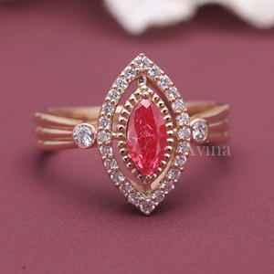 Luxury Marquise Cut Pink Diamond <b>Ring</b> 18K Yellow / White & Rose Gold Halo Diamond <b>Ring</b> Women Wedding Engagement Fine Jewelry - Product Image 1