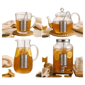 304 Stainless Steel Tea Infuser Fine <b>Mesh</b> Tea <b>Strainer</b> Chain Hook Threaded Lid for Loose Tea Spices Silver Color Shiny Polished - Product Image 2