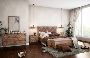 Lit king-size en bois de qualité supérieure, cadre et pieds sculptés à la main, luxe, fabrication artisanale, bois massif, chambre à coucher. - Product Image 6