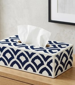 Caja de Servilletas Moderna de MDF con Diseño Impreso en Esmalte, Caja de Pañuelos con Patrón Azul Marino, Diseño de Plástico, Conveniente para Uso Doméstico - Product Image 3