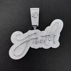 จี้เพชรโมอิสซาไนต์ทรงกลม 3 กะรัต ชื่อสั่งทำได้ สำหรับผู้ชาย ชุบทองคำขาว 14K - Product Image 3