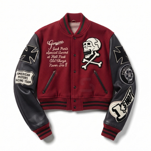 High quality Custom made Design Logo Varsity letterman <b>Jackets</b> Baseball <b>Jackets</b> Leather Sleeve Women's <b>Jackets</b> <b>Lady</b> <b>Crop</b> <b>Jackets</b> - Product Image 1
