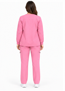 Ensemble de 3 pièces de vêtements de travail médicaux respirants et extensibles, uniforme d'infirmière à manches longues, veste pour le personnel des hôpitaux et des pharmacies - Product Image 1