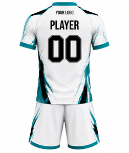 Ensemble maillot et short de football personnalisé imprimé par sublimation, col en V, anti-transpiration, respirant, unisexe, pour adulte, idéal pour l'été et respectueux de l'environnement - Product Image 4