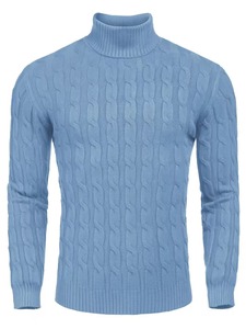 Suéter de cuello alto ajustado para hombre, fino, de otoño-invierno, con patrón liso, anti-bolitas, casual, de punto, transpirable, con bordado. - Product Image 6