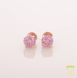 Pink Round Cut Moissanite <b>Stud</b> Earrings Rose Gold Plated Sterling <b>Silver</b> Jewelry For Women - Product Image 6