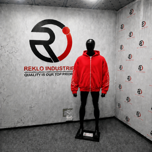 Custom Breathable Red Oversized Zip Hoodie Heavyweight Fleece Premium Relaxed Fit Unisex Cotton Casual Solid Color Winter - Product Image 3