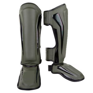 Protège-tibias en cuir PU personnalisés avec design élastique pour enfants et adultes, entraînement MMA, Muay Thai, Kickboxing - Product Image 3