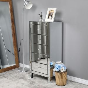 Commode à cinq tiroirs en marbre argenté, idéale pour les fermes et appartements, pour chambre à coucher - Product Image 2