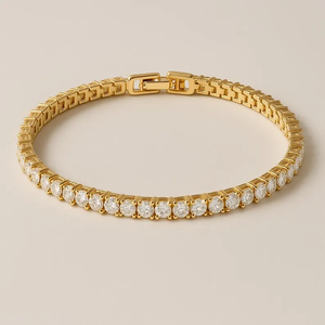 Pulsera de tenis de moissanita con corte redondo, estilo Iced Out, de oro, lujosa, minimalista, joyería fina para mujer - Product Image 2