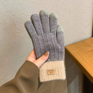 Korean Style <b>Warm</b> Touch Screen Winter Knitted Plus Velvet Thickened Student Cycling Windproof and Cold-proof Fashionable <b>Gloves</b> - Product Image 3