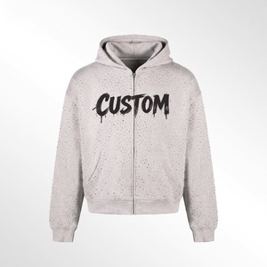 Sudadera con Capucha de Algodón con Pedrería para Hombre, Sudadera con Cristales, Tejido Suave y Transpirable - Product Image 3