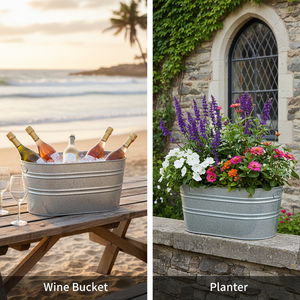 Cubo de hielo galvanizado ovalado, enfriador de bebidas, cubo de hielo para fiestas, cubo metálico con asa para cerveza, whisky, vino - Product Image 4