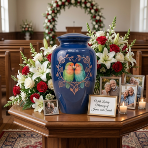 Love Birds Metal Urn Human <b>Ashes</b> Jars Handcrafted Decorative Cremation Urns Memorial Vase Funeral <b>Keepsake</b> Supplier Manufacturer - Product Image 5