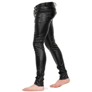 Men Biker Sheep <b>Leather</b> <b>Pants</b> with Anti-Wrinkle & Quick Dry Features Zipper Fly Closure and Flat Front - Product Image 2