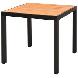 Ensemble de salle à manger en aluminium WPC noir et marron, meubles de jardin en rotin PVC et acier - Product Image 3