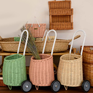Sac à roulettes pour enfants, panier en rotin pour poussette, panier à roulettes pour enfant avec poignée, prix le plus bas - Product Image 1