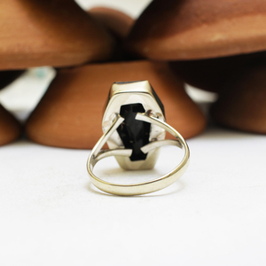 Black <b>Onyx</b> Pave Setting 925 Sterling Silver Handmade Coffin Shape Gothic Vintage Wedding Party Statement <b>Ring</b> Unisex - Product Image 6
