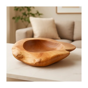 <b>Decorative</b> Handmade Wooden Bowl Carved Wabi Sabi Design Uncoated Natural Wood For Food Serving <b>Decorative</b> Home Accent - Product Image 4
