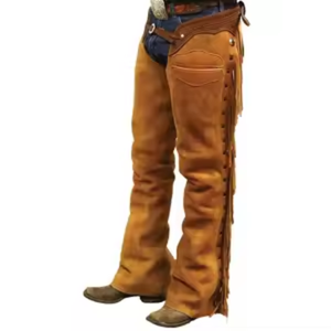 Chaparreras de Cuero de Ante Marrón Premium para Montar a Caballo Estilo Vaquero Occidental con Flecos, Hechas a Mano, Protectoras para Piernas, para Rodeo y Equitación en Rancho - Product Image 2