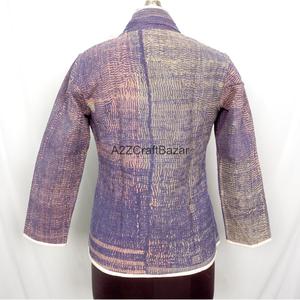 Handcrafted Unisex Knitted Breathable Cotton Quilted Patchwork Bohemian <b>Kantha</b> Vintage Floral Winter <b>Jacket</b> Eco-Friendly - Product Image 4