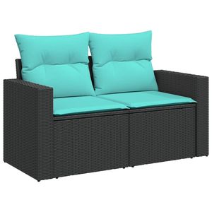 Juego de sofás de patio de ratán sintético negro de 7 piezas con cojines, elegantes muebles de exterior - Product Image 2