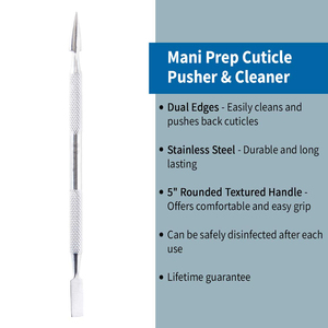 Outil de manucure professionnel en acier inoxydable à double extrémité : Repousse-cuticules à pointe et à ciseau plat avec poignée moletée - Product Image 4