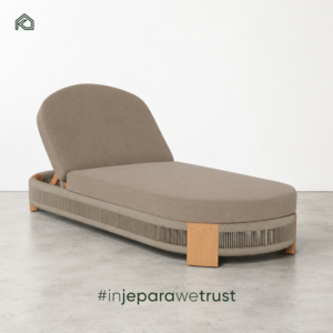 Chaises longues de luxe en teck massif résistant aux intempéries, avec cordage tressé, pour hôtel, resort et bord de piscine - Product Image 1