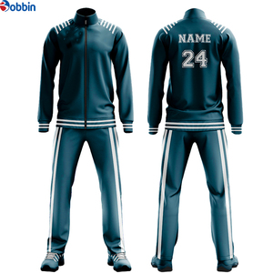Survêtement Homme Bleu Foncé Personnalisé avec Fermeture Éclair Intégrale, Col Montant, Design Sportif, Séchage Rapide, en Polyester, pour l'Automne, avec Impression Nom & Numéro - Product Image 1