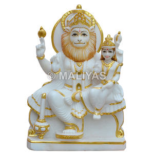 Statue en marbre du Seigneur Narasimha avec la déesse Lakshmi |   Lakshmi Narasimha Murti en marbre blanc – MALIYAS - Product Image 1