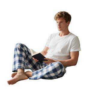 Pantalon de pyjama en flanelle pour homme, à carreaux, pour dormir, vêtements de nuit, 100% coton, confortable, pyjama de nuit - Product Image 3