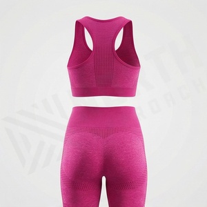 Ensemble de yoga pour femmes sous marque privée, vêtements de sport respirants deux pièces, tenue d'exercice couleur unie personnalisable, tenue de sport ajustée - Product Image 2