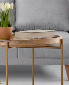 Modern Wooden <b>Console</b> <b>Table</b> with <b>Gold</b> Matel Legs Scandinavian Design Living Room Furniture Stable Accent Piece - Product Image 3