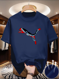 เสื้อยืดลำลองแขนสั้นคอตั้งผ้าฝ้ายทวิล 100% แห้งเร็ว ระบายอากาศได้ดี น้ำหนัก 220 กรัม พิมพ์ลายด้วยเทคนิค Heat-Transfer สำหรับผู้ชาย ใส่ได้ในช่วงฤดูร้อน - Product Image 1