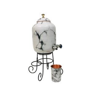 Pure Hammered <b>Copper</b> Water Dispenser With Designer Floral Bird Land Print 8 Liter Handcrafted Ayurvedic Water Storage Tank - Product Image 5