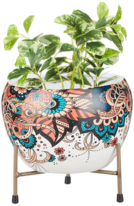 Jardinière moderne effet marbre avec support trépied, pot de fleurs décoratif pour intérieur, extérieur, jardin, balcon, salon - Product Image 3