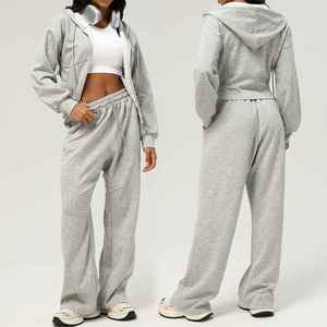 Conjunto de Sudadera con Capucha para Mujer, Color Sólido, Tejido de Algodón y Fibra de Bambú, Casual, Otoño, Manga Larga, con Bolsillos, Corte Regular - Product Image 6