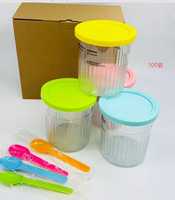 Lot de 4 contenants de stockage pour crème glacée avec couvercles et cuillères, réutilisables, pour crème glacée maison