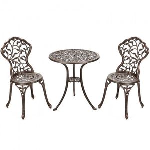 Elegante Set da tavolo e sedia da Bar in alluminio pressofuso 3 pz per Patio balcone mobili da giardino - Product Image 3