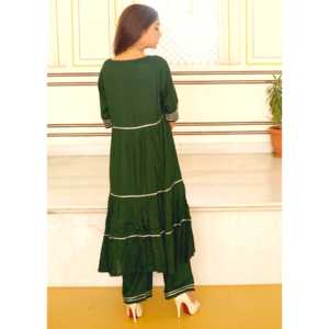 Ensemble de costume en olive exclusif avec broderie argentée Sikhiya Gotta pour le travail, taille XS - Product Image 5