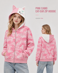 Originale stile americano carino orecchio tutto su stampa mimetica giacca felpa <span class=keywords><strong>con</strong></span> <span class=keywords><strong>cappuccio</strong></span> da <span class=keywords><strong>donna</strong></span> <span class=keywords><strong>con</strong></span> <span class=keywords><strong>Cardigan</strong></span> <span class=keywords><strong>con</strong></span> cerniera - Product Image 1