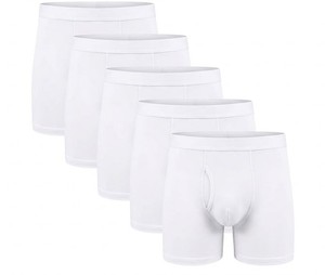 Calzoncillos Bóxer de Algodón Blanco para Hombre, Corte Medio, Transpirables, de Color Sólido, Lavables a Máquina, Tejido de Punto - Product Image 1